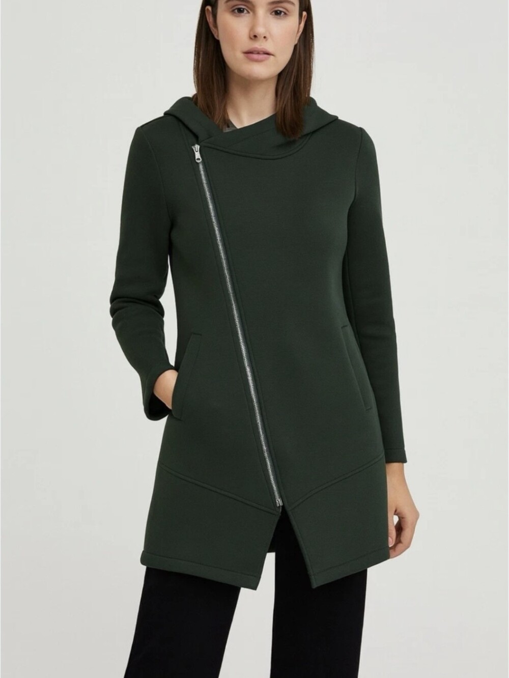 Betsey Johnson Give Love Get Love Green Hooded Asymmetrical Zip Hooded Jacket M